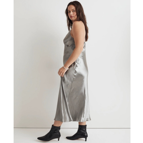 NWT Madewell The Layton Midi‎ Slip Dress in Metallic Recycled Satin Size 12 - Picture 7 of 15